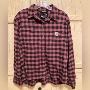 Women’s Carhartt Rose Pink & Black Flannel Shirt MEDIUM
